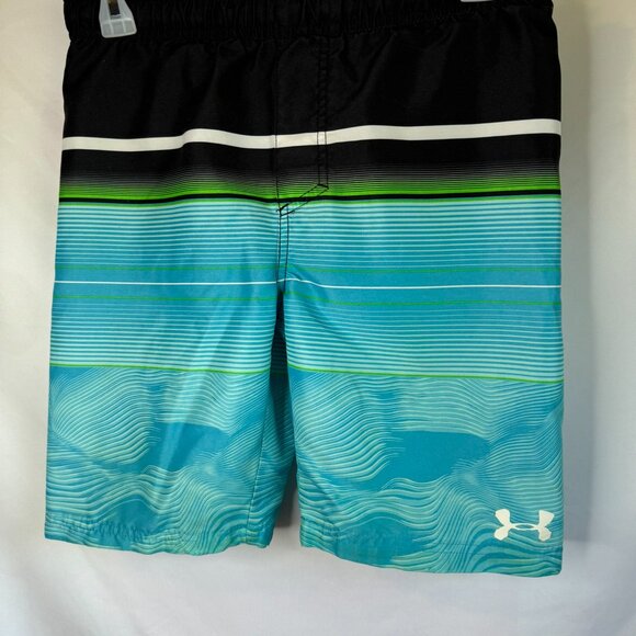 Under Armour Swim Shorts Black/Blue Boys Sz Lg - Picture 1 of 12